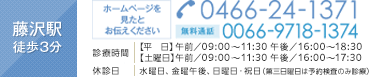 土曜（予約必要）検診可 藤沢駅 徒歩3分 ホームページを見たとお伝えください 0466-24-1371・無料通話 0066-9718-1374 
